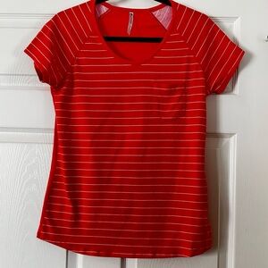 Kuhl‎ orange Black Striped Fitted Short Sleeve Tee